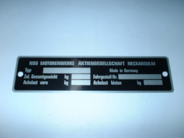 Nameplate NSU without specification